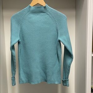 Studio Works Turquoise Mock Neck Sweater 100% Cotton Size L